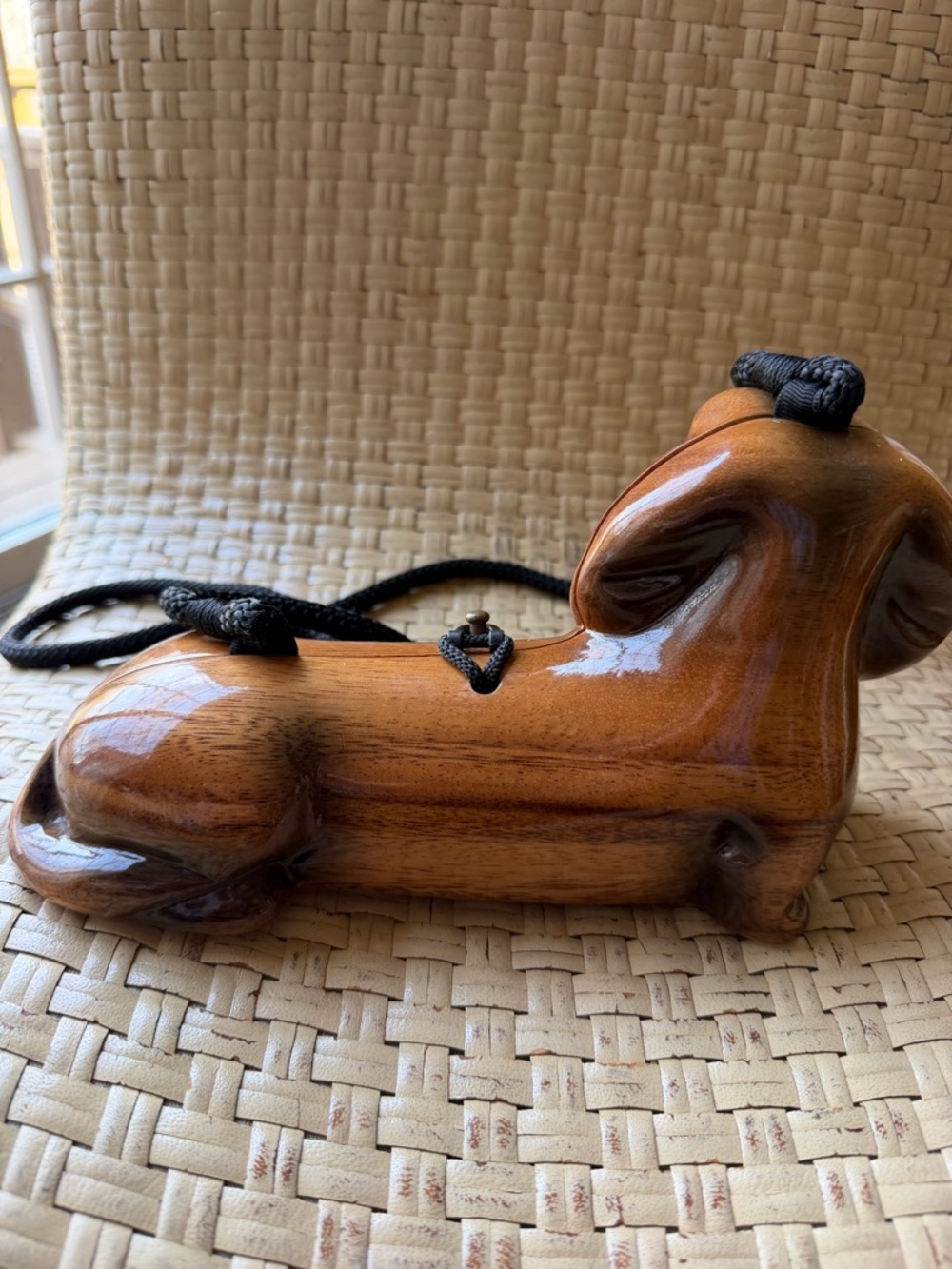 Wooden Dachshund Purse Tim Woods of Beverly Hills Rare - Picture 4 of 10